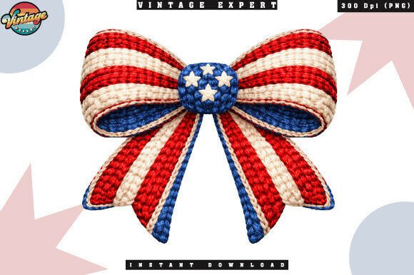 A Patriotic Design Asset: The Crochet Yarn Bow PNG