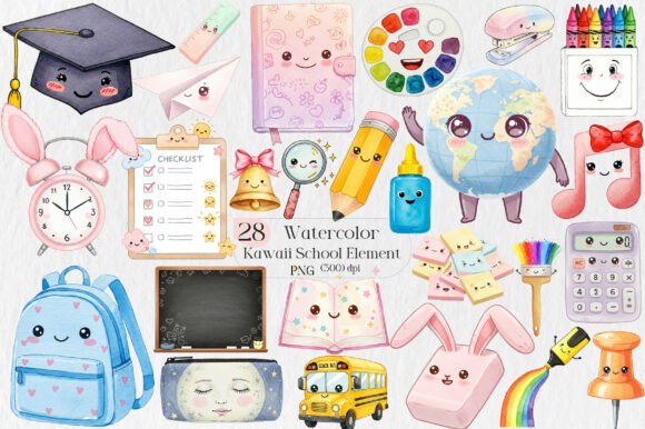 Adorable Kawaii School Elements for Creative Projects