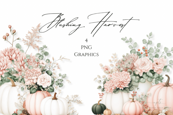 Blushing HarvestPastel Fall Clipart: A Soft Take on Autumn