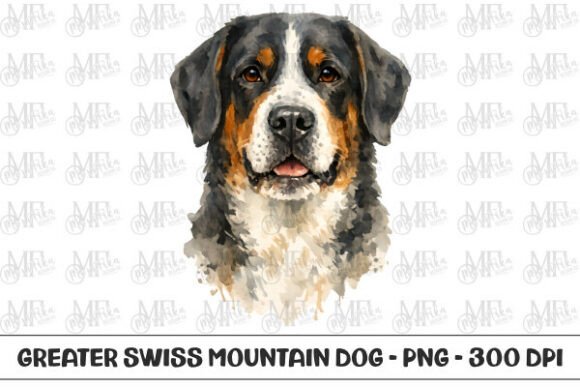 Charming Swiss Mountain Dog Watercolor Portrait for Crafts