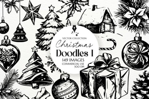 Christmas Doodles I Clipart: Festive SVG & PNG Design Assets