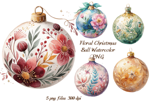 Floral Christmas Ball Watercolor PNG: A Designer's Holiday Toolkit