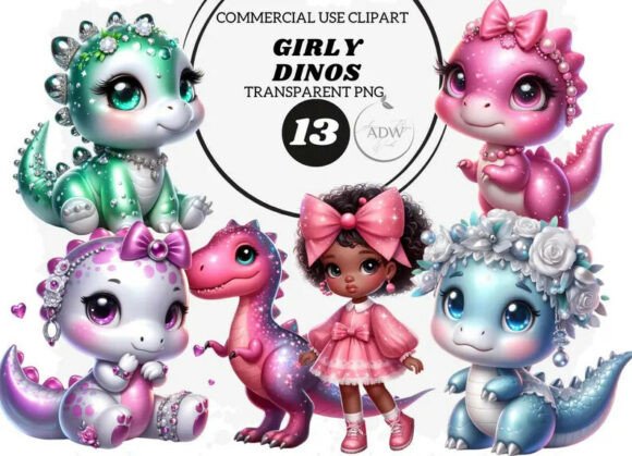 Girly Dino: Adorable Prehistoric Charm for Modern Design