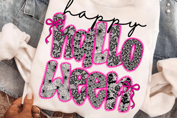 Happy Halloween Lace PNG, Pink Bow Lace: A Designer's Asset Guide