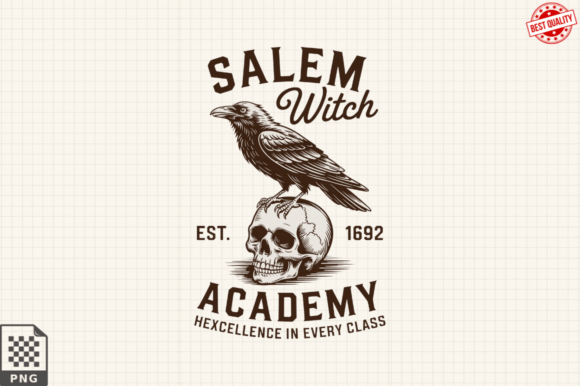 Salem Witch Academy PNG, Vintage Raven: Crafting a Hauntingly Beautiful Brand