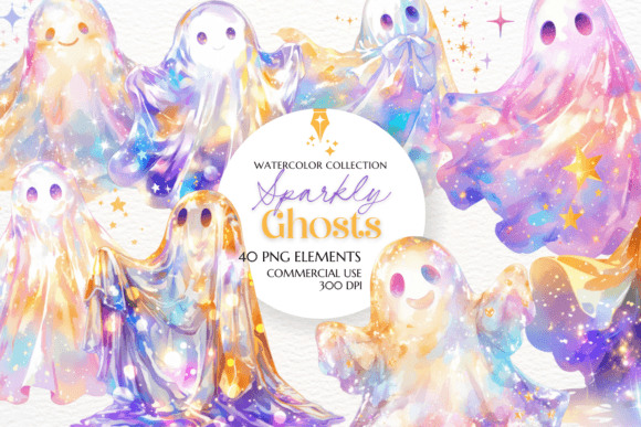 Sparkly Ghosts Clipart Sublimation: Elevate Your Halloween Designs