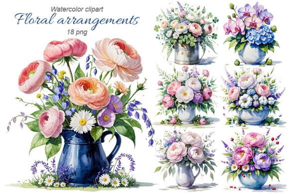 Spring Florals for Modern Projects: 18 PNG Vase Arrangements