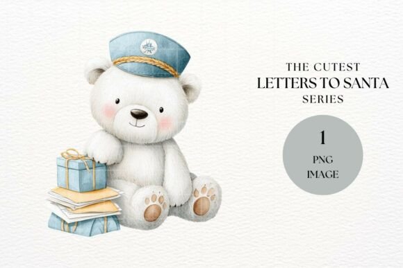 Unwrapping the Christmas Bear Mail Clipart